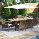 9 Pieces Patio PE Wicker Dining Set with Cushions and Umbrella Hole by LJGDeals