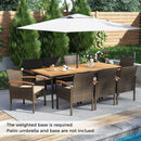 9 Pieces Patio PE Wicker Dining Set with Cushions and Umbrella Hole by LJGDeals
