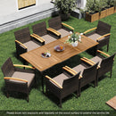 9 Pieces Patio PE Wicker Dining Set with Cushions and Umbrella Hole by LJGDeals