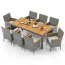 9 Pieces Patio PE Wicker Dining Set for Deck Garden and Yard by LJGDeals