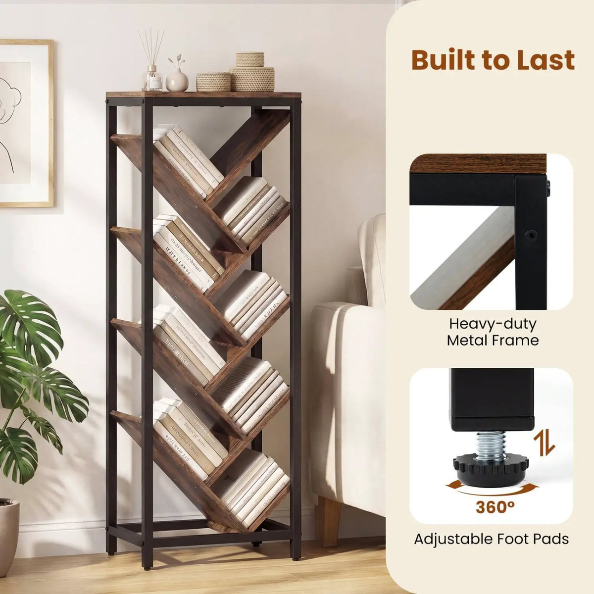 9-Tier Freestanding Bookcase for Hardcover Books, photo 6 of 16