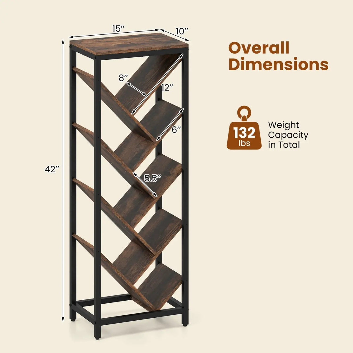 9-Tier Freestanding Bookcase for Hardcover Books, photo 5 of 16