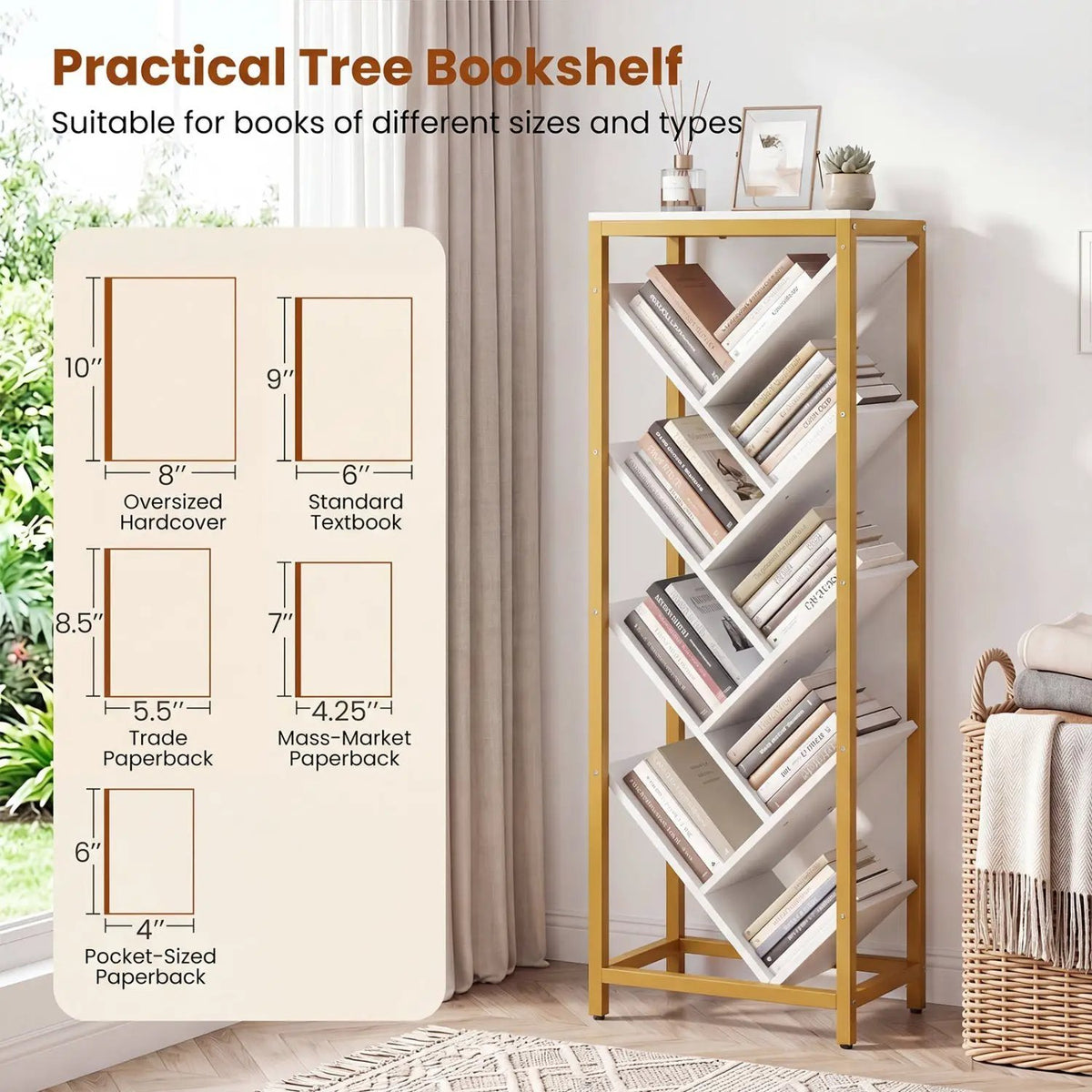 9-Tier Freestanding Bookcase for Hardcover Books, photo 14 of 16
