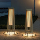 2 Piece Solar Powered Lantern Wicker Solar Patio Lamp Grey by JHY DESIGN