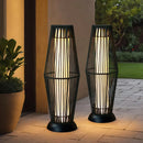 2 Piece Solar Powered Lantern Wicker Solar Patio Lamp by JHY DESIGN
