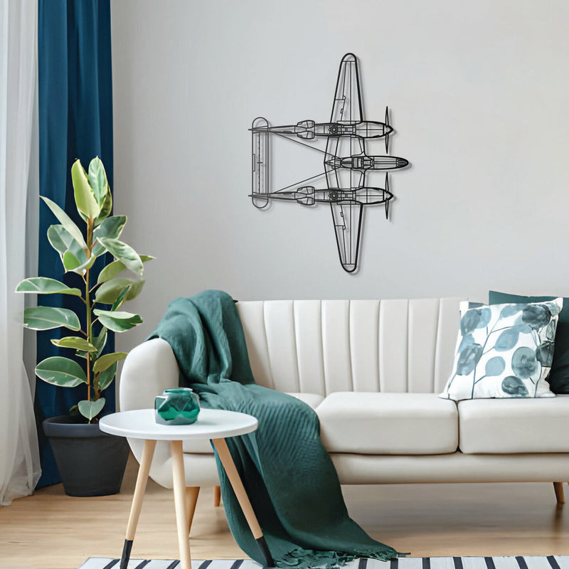 P-38 Lightning Top Metal Aircraft Wall Art - NCP0236