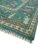 Hand Knotted Teal Traditional Oushak 8x10.4 wool area rug by The Rug Decor