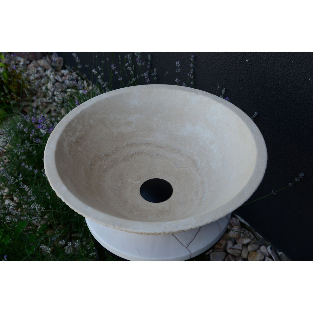 Light Beige Travertine Natural Stone Handcrafted Vessel Sink