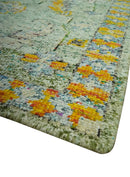 Green, Gold and Ivory 5x8 Hand knotted Traditional Oriental Oushak wool area rug by The Rug Decor