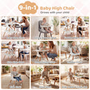 9-in-1 Convertible High Chair with Solid Wood Legs for Babies and Toddlers