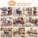 9-in-1 Convertible High Chair with Solid Wood Legs for Babies and Toddlers