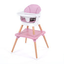 9-in-1 Convertible High Chair with Solid Wood Legs - Pink
