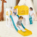 9-in-1 Toddler Slide L-Shaped with Basketball Hoop and Steering Wheel by LJGDeals