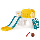 9-in-1 Toddler Slide L-Shaped with Basketball Hoop and Steering Wheel by LJGDeals