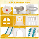 9-in-1 Toddler Slide L-Shaped with Basketball Hoop and Steering Wheel by LJGDeals