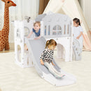 9-in-1 Toddler Slide L-Shaped with Basketball Hoop and Steering Wheel by LJGDeals