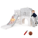 9-in-1 Toddler Slide L-Shaped with Basketball Hoop and Steering Wheel by LJGDeals