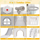9-in-1 Toddler Slide L-Shaped with Basketball Hoop and Steering Wheel by LJGDeals