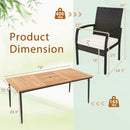 9-Piece Patio Dining Set with Umbrella Hole and 8 Rattan-woven Dining Chairs with Seat Cushions by LJGDeals