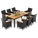 9 Pieces Outdoor Dining Set with Acacia Wood Tabletop by LJGDeals