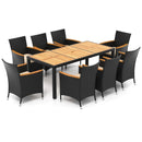 9 Pieces Outdoor Dining Set with Acacia Wood Tabletop by LJGDeals