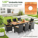 9 Pieces Outdoor Dining Set with Acacia Wood Tabletop by LJGDeals