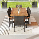 9 Pieces Outdoor Patio Dining Set with Acacia Wood Square Table and Umbrella Hole by LJGDeals