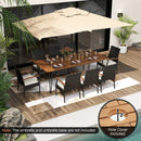 9 Pieces Outdoor Patio Dining Set with Acacia Wood Square Table and Umbrella Hole by LJGDeals