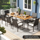 9 Pieces Outdoor Patio Dining Set with Soft Cushions and Acacia Wood Square Table by LJGDeals