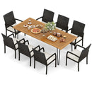9 Pieces Outdoor Patio Dining Set with Soft Cushions and Acacia Wood Square Table by LJGDeals