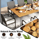 9 Pieces Outdoor Patio Dining Set with Soft Cushions and Acacia Wood Square Table by LJGDeals