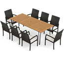 9 Pieces Outdoor Patio Dining Set with Soft Cushions and Acacia Wood Square Table by LJGDeals