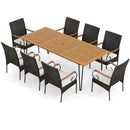 9 Pieces Outdoor Patio Dining Set with Soft Cushions and Umbrella Hole by DirectDeals