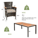 9 Pieces Rattan Dining Set with Acacia Wood Table and Stackable Cushioned Chairs