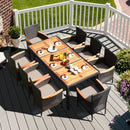 9 Pieces Rattan Dining Set with Acacia Wood Table and Stackable Cushioned Chairs by LJGDeals