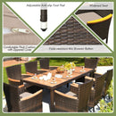 9 Pieces Rattan Dining Set with Acacia Wood Table and Stackable Cushioned Chairs by LJGDeals