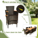 9 Pieces Rattan Dining Set with Acacia Wood Table and Stackable Cushioned Chairs by LJGDeals