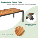 9 Pieces Rattan Patio Dining Set with Acacia Wood Table and Cushioned Chair by LJGDeals