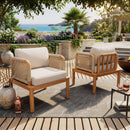 Outdoor Acacia Wood and Rope Club Chair with Cushions (Set of 2) by HouseOfZazla