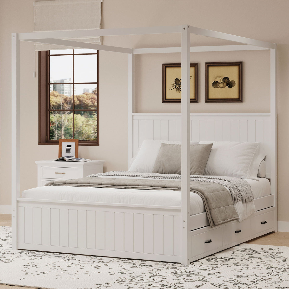 Canopy Platform Bed With Trundle And 3 Storage Drawers, photo 9 of 13
