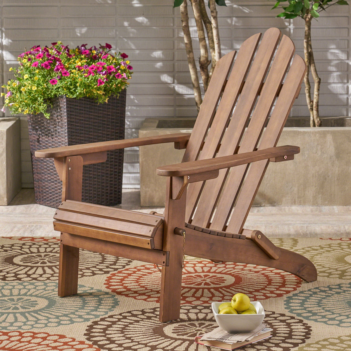 Aurascape Outdoor Acacia Wood Foldable Adirondack Chair, photo 9 of 18