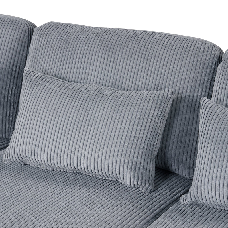 5 Pieces L shaped Sofa with Removable Ottomans and comfortable waist pillows