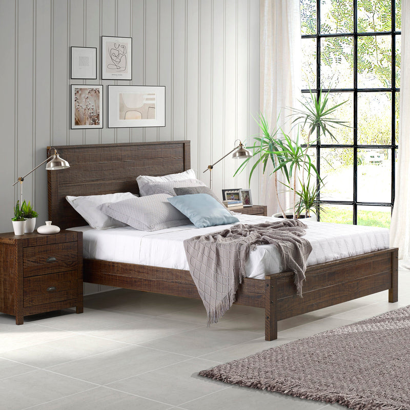Albany Solid Wood Espresso Bed, Modern Rustic Wooden Twin Size Bed Frames Box Spring Needed