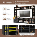 Wall Unit Entertainment Center With Bookshelves For TVs Up To 80", Tempered Glass Doors And Adjustable Shelves by HouseOfZazla