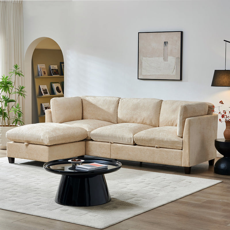 96.5" L Shape Sectional Couch with Ottoman, photo 3 of 10