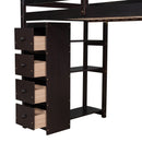 Loft Bed With Storage Drawers, Desk And Stairs With Shelves