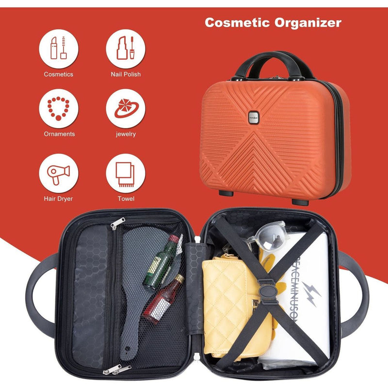 2Piece Luggage Sets ABS Lightweight Suitcase, Spinner Wheels, (20/14) DARK ORANGE