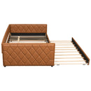Upholstered Full Long Daybed With Trundle And LED Armrests - Brown by HouseOfZazla