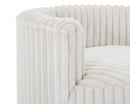 Malna Plush Wide Wale Corduroy Upholstered Barrel Accent Chair with Wheels