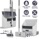 Broom And Dustpan Combo Set With Squeegee Stainless Steel Handle 4 In 1 Upright Standing Broom And Dust Pan For Indoor Outdoor Garage Kitchen Room Off